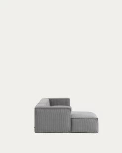 Blok 3 Seater Sofa With Left Side Chaise Longue In Grey Wide Seam Corduroy 300 Cm | Kave Home -Quality Furniture Store S751LN15 1V03
