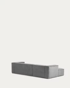 Blok 3 Seater Sofa With Left Side Chaise Longue In Grey Wide Seam Corduroy 300 Cm | Kave Home -Quality Furniture Store S751LN15 1V04