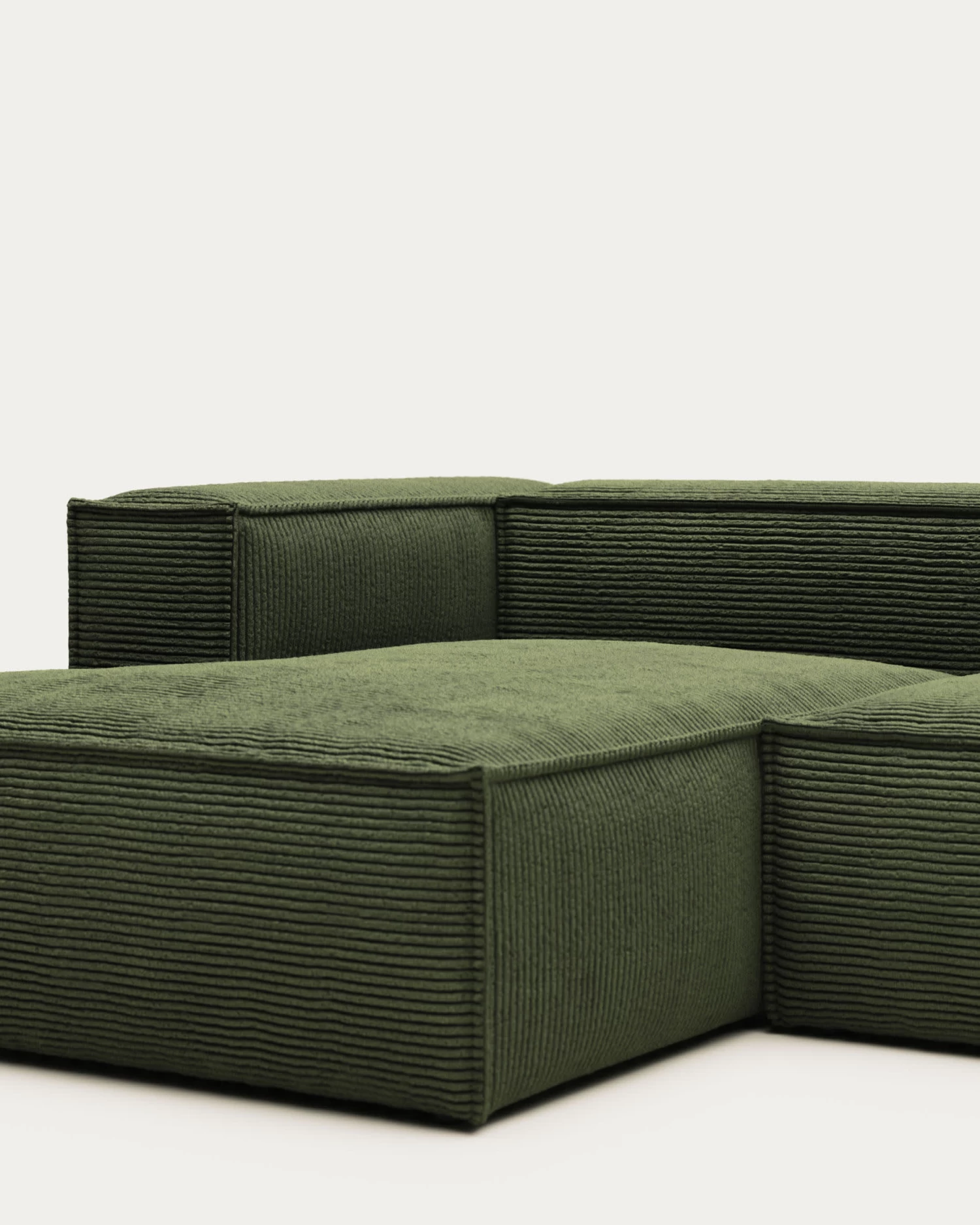 Blok 3 Seater Sofa With Left Side Chaise Longue In Green Wide Seam Corduroy 300 Cm | Kave Home 5 Blok 3 Seater Sofa With Left Side Chaise Longue In Green Wide Seam Corduroy 300 Cm | Kave Home - Image 3