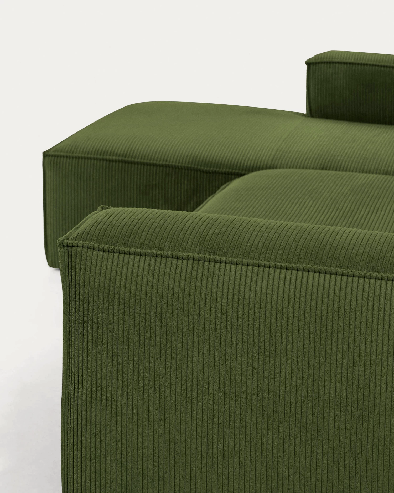 Blok 3 Seater Sofa With Left Side Chaise Longue In Green Wide Seam Corduroy 300 Cm | Kave Home 7 Blok 3 Seater Sofa With Left Side Chaise Longue In Green Wide Seam Corduroy 300 Cm | Kave Home - Image 5