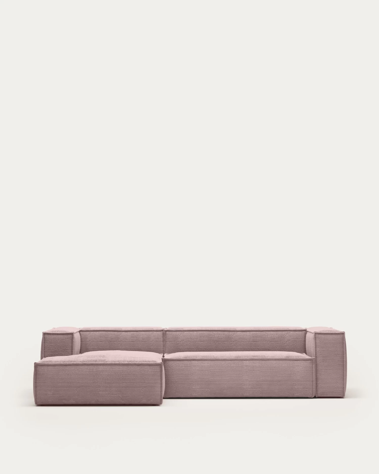 Blok 3 Seater Sofa With Left Side Chaise Longue In Pink Wide Seam Corduroy 300 Cm | Kave Home 3 Blok 3 Seater Sofa With Left Side Chaise Longue In Pink Wide Seam Corduroy 300 Cm | Kave Home
