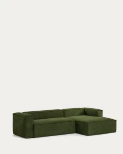 Blok 3 Seater Sofa With Right Side Chaise Longue In Green Wide Seam Corduroy 300 Cm | Kave Home 17 Blok 3 Seater Sofa With Right Side Chaise Longue In Green Wide Seam Corduroy 300 Cm | Kave Home -Quality Furniture Store S752LN19 1V02