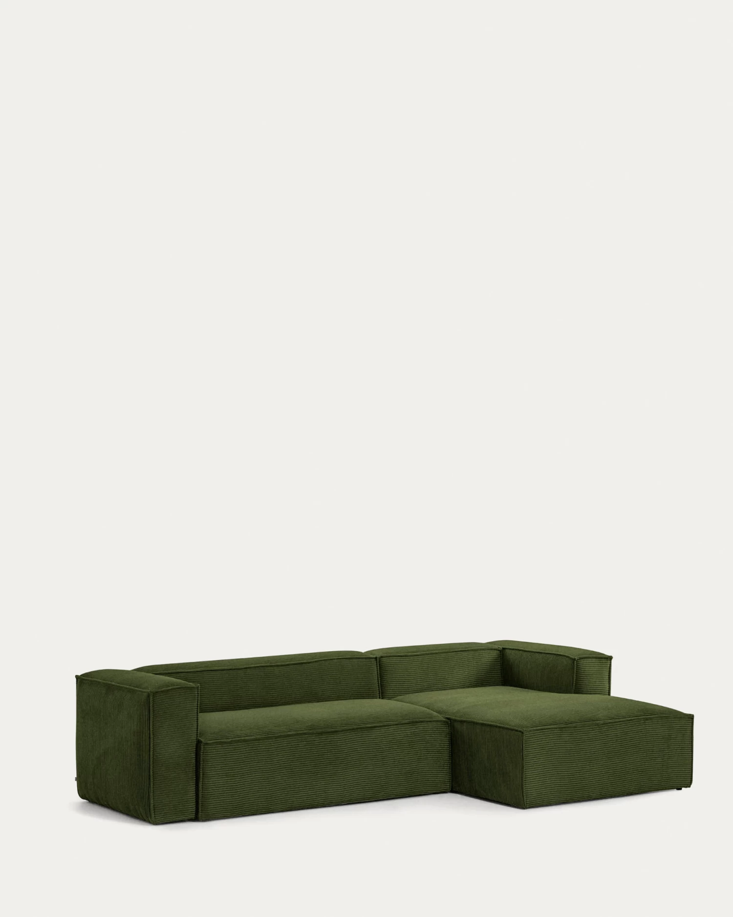 Blok 3 Seater Sofa With Right Side Chaise Longue In Green Wide Seam Corduroy 300 Cm | Kave Home 8 Blok 3 Seater Sofa With Right Side Chaise Longue In Green Wide Seam Corduroy 300 Cm | Kave Home - Image 6