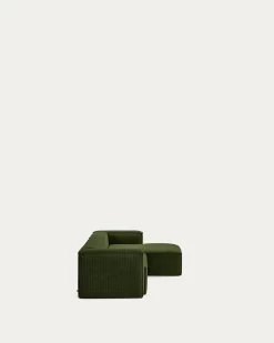 Blok 3 Seater Sofa With Right Side Chaise Longue In Green Wide Seam Corduroy 300 Cm | Kave Home 19 Blok 3 Seater Sofa With Right Side Chaise Longue In Green Wide Seam Corduroy 300 Cm | Kave Home -Quality Furniture Store S752LN19 1V03