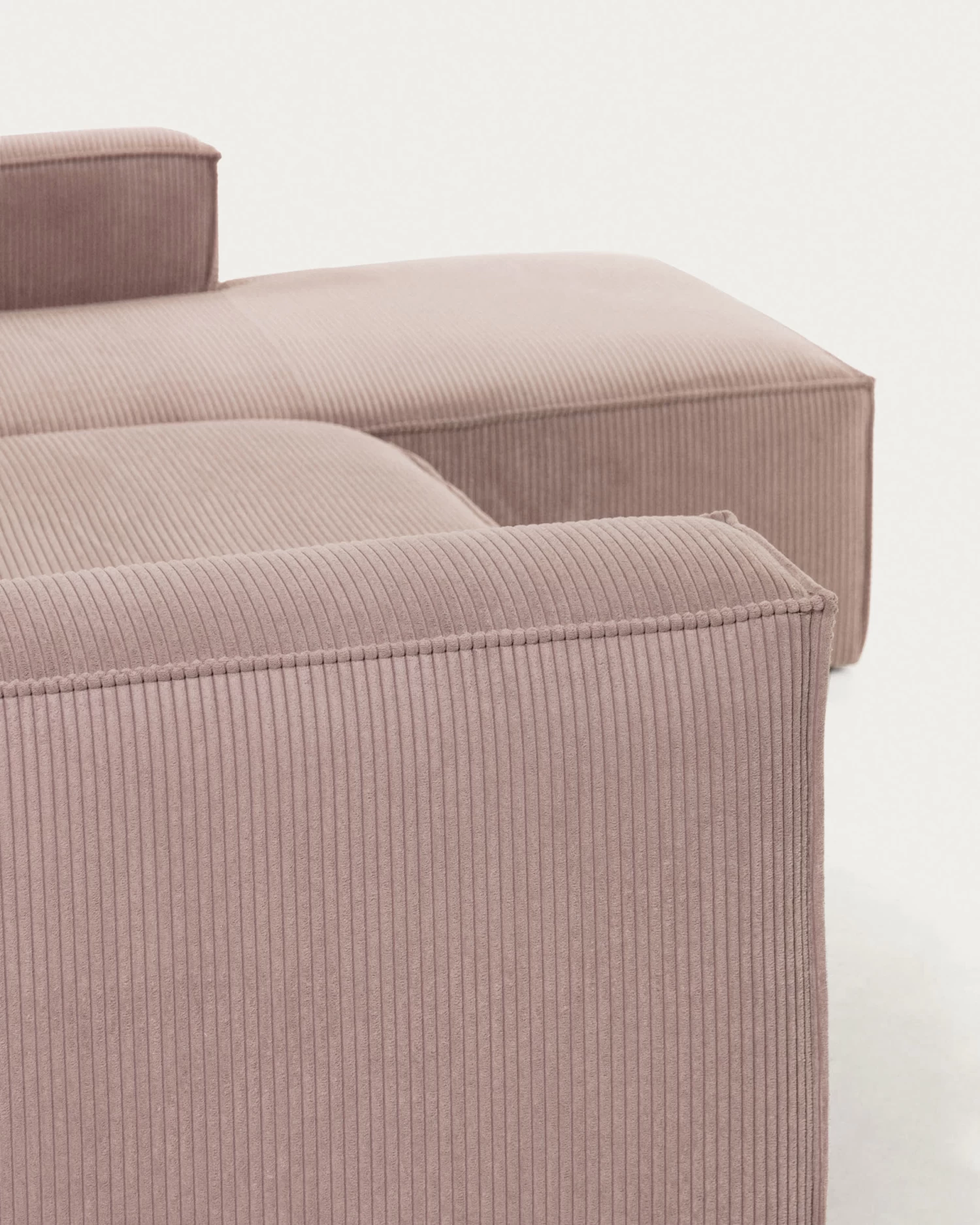 Blok 3 Seater Sofa With Right Side Chaise Longue In Pink Wide Seam Corduroy 300 Cm | Kave Home 6 Blok 3 Seater Sofa With Right Side Chaise Longue In Pink Wide Seam Corduroy 300 Cm | Kave Home - Image 4