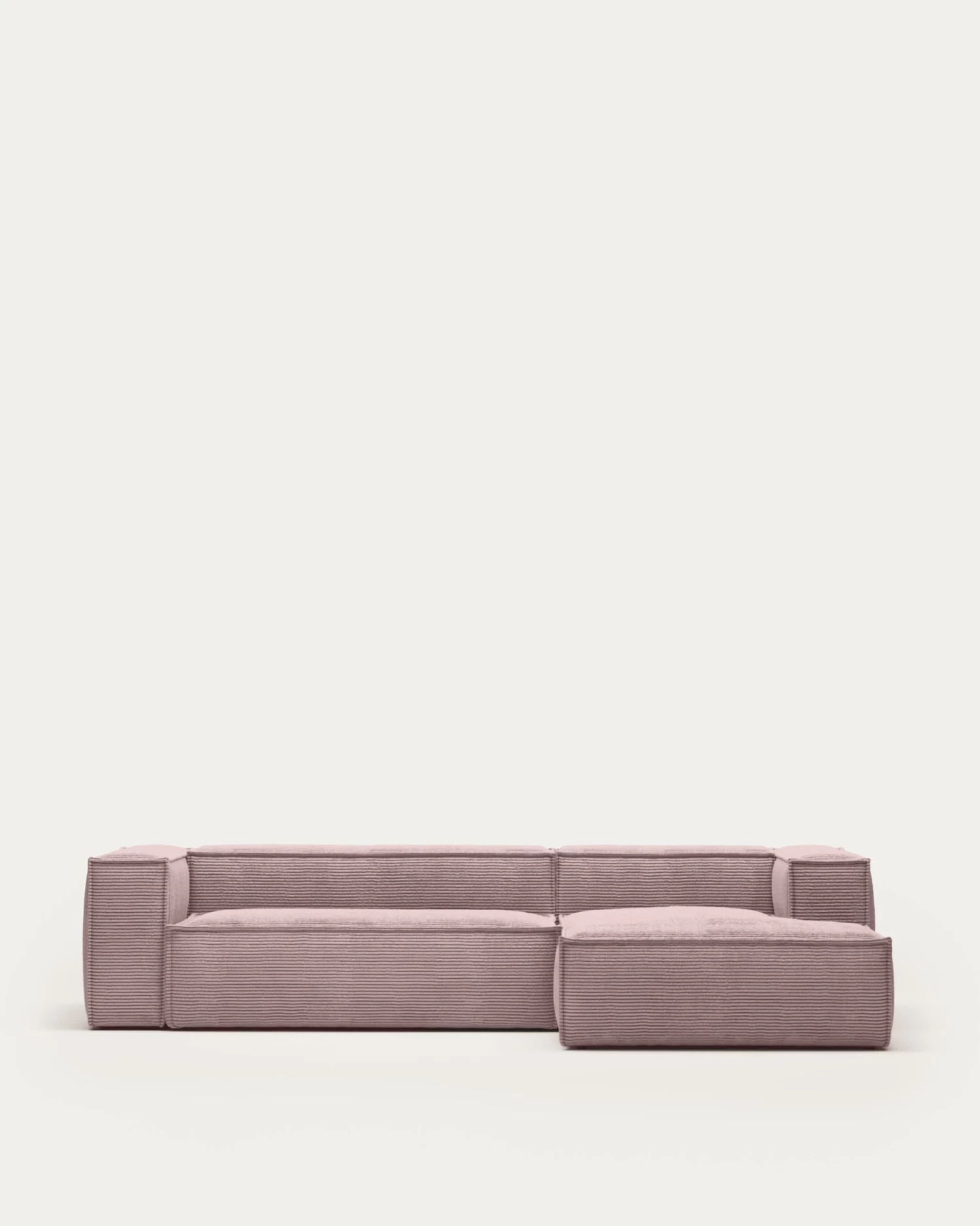 Blok 3 Seater Sofa With Right Side Chaise Longue In Pink Wide Seam Corduroy 300 Cm | Kave Home 3 Blok 3 Seater Sofa With Right Side Chaise Longue In Pink Wide Seam Corduroy 300 Cm | Kave Home