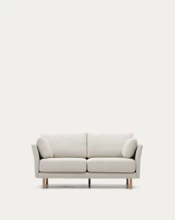 Gilma 2 Seater Sofa In Chenille Pearl With Natural Wood Finish Legs 170 Cm | Kave Home