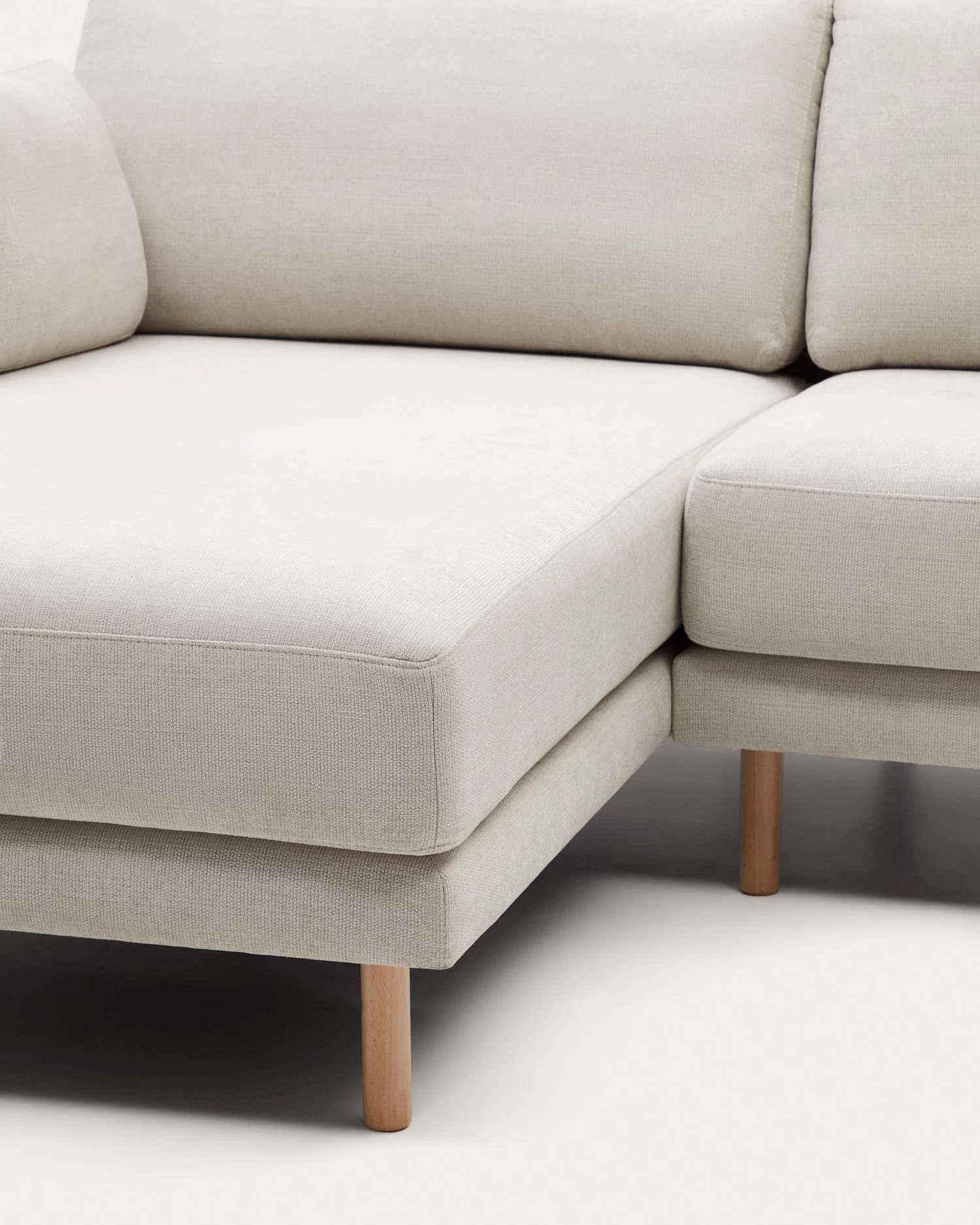 Gilma 3 Seater Sofa W/ Right/left-hand Chaise Longue In Chenille Pearl Natural Legs 260 Cm | Kave Home 7 Gilma 3 Seater Sofa W/ Right/left-hand Chaise Longue In Chenille Pearl Natural Legs 260 Cm | Kave Home - Image 5