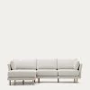 Gilma 3 Seater Sofa W/ Right/left-hand Chaise Longue In Chenille Pearl Natural Legs 260 Cm | Kave Home