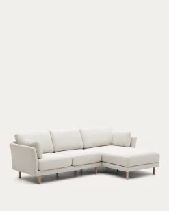 Gilma 3 Seater Sofa W/ Right/left-hand Chaise Longue In Chenille Pearl Natural Legs 260 Cm | Kave Home 19 Gilma 3 Seater Sofa W/ Right/left-hand Chaise Longue In Chenille Pearl Natural Legs 260 Cm | Kave Home -Quality Furniture Store S79340TB12 1V03