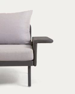 Zaltana Outdoor Corner Sofa And Table Set In Matt Dark Grey Aluminium 164 Cm | Kave Home -Quality Furniture Store S794R02 1D01