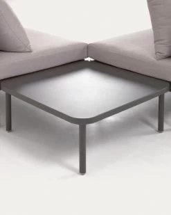 Zaltana Outdoor Corner Sofa And Table Set In Matt Dark Grey Aluminium 164 Cm | Kave Home -Quality Furniture Store S794R02 1D03