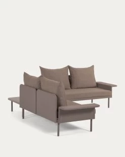 Zaltana Outdoor Corner Sofa And Table Set In Matte Brown Aluminium 164 Cm | Kave Home -Quality Furniture Store S794R10 1V03