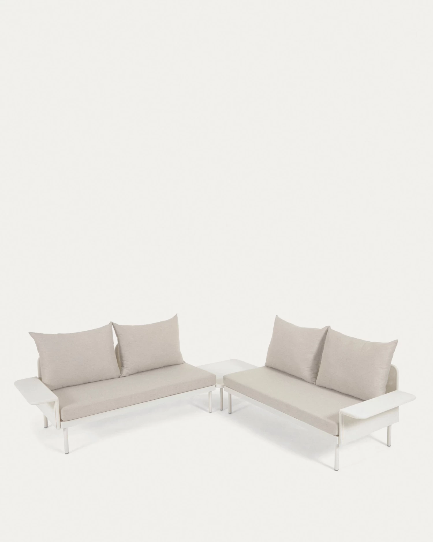Zaltana Outdoor Corner Sofa And Table Set In Matte White Aluminium 164 Cm | Kave Home 3 Zaltana Outdoor Corner Sofa And Table Set In Matte White Aluminium 164 Cm | Kave Home