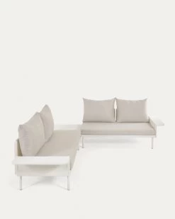 Zaltana Outdoor Corner Sofa And Table Set In Matte White Aluminium 164 Cm | Kave Home 17 Zaltana Outdoor Corner Sofa And Table Set In Matte White Aluminium 164 Cm | Kave Home -Quality Furniture Store S794R33 1V02