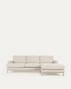 Mihaela 3 Seater Sofa With Right-hand Chaise Longue In White Fleece 264 Cm | Kave Home