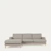 Mihaela 3 Seater Sofa With Left-hand Chaise Longue In Grey Fleece 264 Cm | Kave Home -Quality Furniture Store S805 40I PS03 1V01