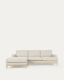 Mihaela 3 Seater Sofa With Left-hand Chaise Longue In White Fleece 264 Cm | Kave Home
