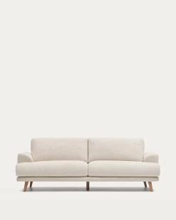 Karin 3 Seater Sofa In Beige With Solid Beech Wood Legs 231 Cm | Kave Home