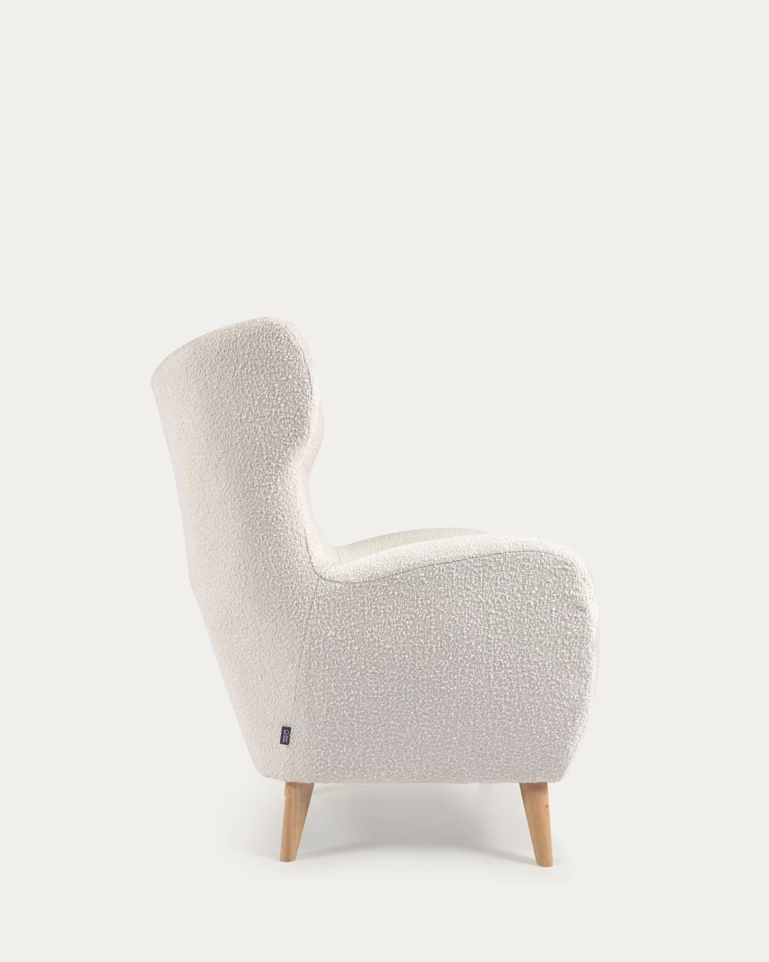 Patio Armchair In White Fleece With Solid, Natural Rubberwood Legs 8 Patio Armchair In White Fleece With Solid, Natural Rubberwood Legs - Image 6