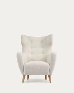 Patio Armchair In White Fleece With Solid, Natural Rubberwood Legs 20 Patio Armchair In White Fleece With Solid, Natural Rubberwood Legs -Quality Furniture Store S810 10 J33 1V04