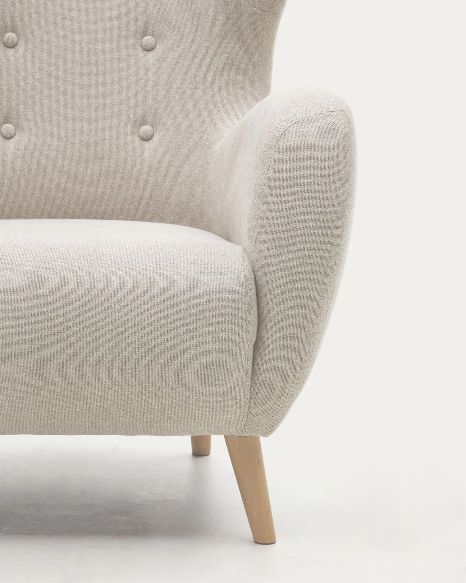 Patio Beige Chenille Armchair With Solid Beech Wood Legs | Kave Home 5 Patio Beige Chenille Armchair With Solid Beech Wood Legs | Kave Home - Image 3