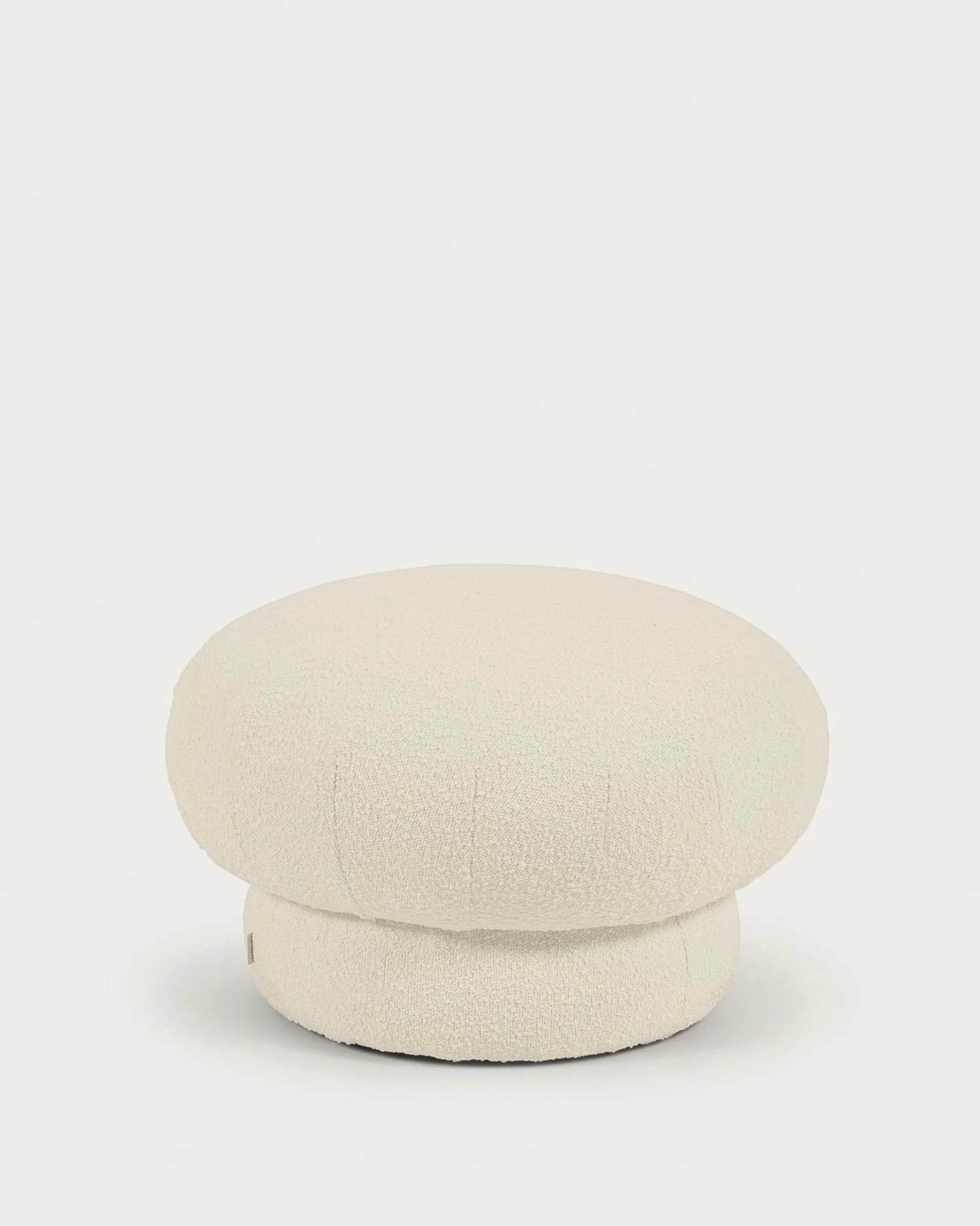Sarisha Round Pouffe In White Fleece, Ø 60 Cm 3 Sarisha Round Pouffe In White Fleece, Ø 60 Cm