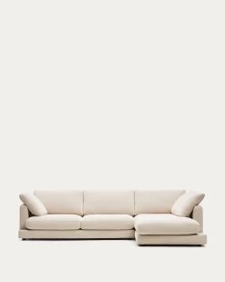 Gala 4 Seater Sofa With Right Side Chaise Longue In Beige 300 Cm | Kave Home