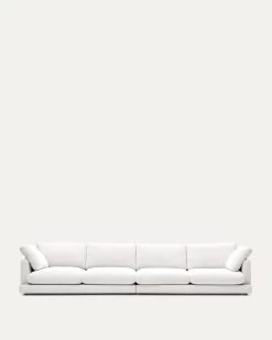 Gala 6 Seater Sofa In White 390 Cm | Kave Home