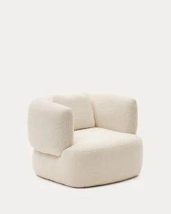 Martina Armchair In Off-white Shearling With Cushion | Kave Home