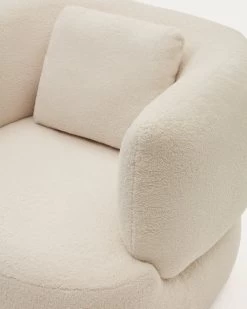 Martina Swivel Armchair In Off-white Shearling With Cushion | Kave Home 16 Martina Swivel Armchair In Off-white Shearling With Cushion | Kave Home -Quality Furniture Store S83111HI39 1D02