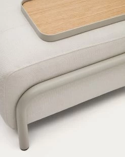 Compo 3-seater Beige Chenille Sofa Small Tray Oak Veneer And Grey Metal Structure 232cm | Kave Home -Quality Furniture Store S83632DR39 1D02