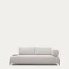 Compo 3-seater Beige Chenille Sofa Small Tray Oak Veneer And Grey Metal Structure 232cm | Kave Home