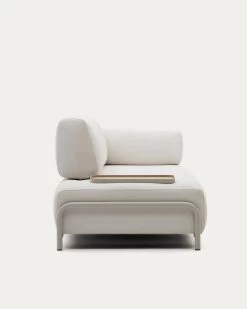 Compo 3-seater Beige Chenille Sofa Small Tray Oak Veneer And Grey Metal Structure 232cm | Kave Home -Quality Furniture Store S83632DR39 1V03