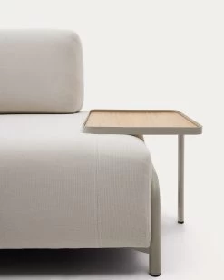 Compo 3-seater Sofa Chenille Beige Large Tray Oak Veneer And Grey Metal Structure 232cm | Kave Home -Quality Furniture Store S83633DR39 1D01