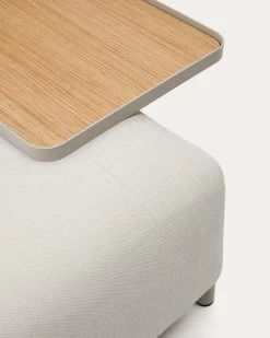 Compo 3-seater Sofa Chenille Beige Large Tray Oak Veneer And Grey Metal Structure 232cm | Kave Home -Quality Furniture Store S83633DR39 1D02