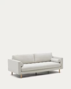 Debra 3-seater Sofa In Pearl Chenille And Natural Legs, 222 Cm -Quality Furniture Store S84430TB12 1V02