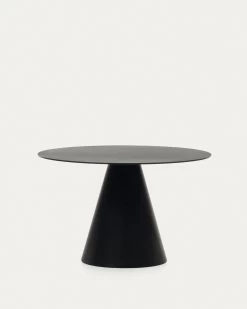 Wilshire Tempered Glass And Metal Table With A Matte Black Finish Ã 120 Cm | Kave Home