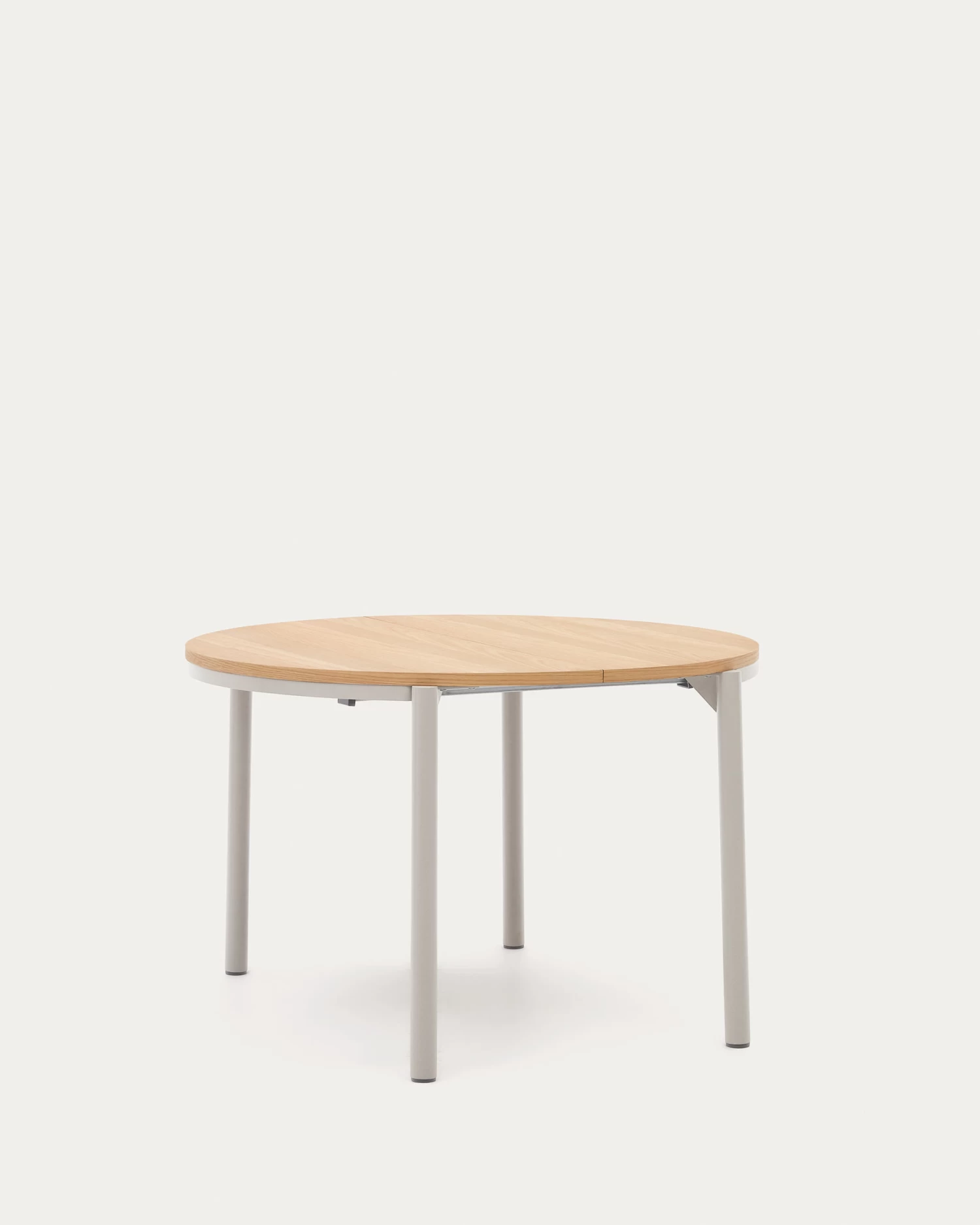 Montuiri Extendable Round Table In Oak Veneer And Steel Legs With Grey Finish à 120 (200) Cm | Kave Home 8 Montuiri Extendable Round Table In Oak Veneer And Steel Legs With Grey Finish à 120 (200) Cm | Kave Home - Image 6