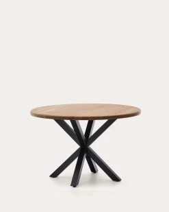 Argo Round Table In Acacia Solid Wood And Steel Legs With Black Finish à 120 Cm | Kave Home