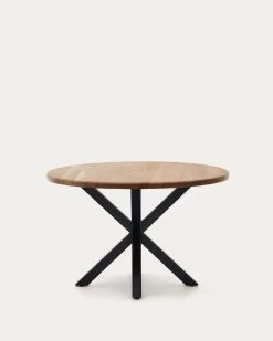 Argo Round Table In Acacia Solid Wood And Steel Legs With Black Finish Ã 120 Cm | Kave Home -Quality Furniture Store T0300039MM46 1V02