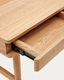 Araxi Writing Desk In Veneer, Solid Ash Wood And Rattan 105 X 62 Cm -Quality Furniture Store T0400004MM46 1D05