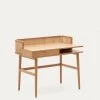 Araxi Writing Desk In Veneer, Solid Ash Wood And Rattan 105 X 62 Cm -Quality Furniture Store T0400004MM46 1V01