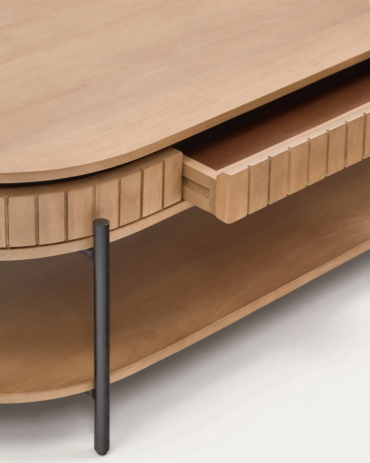 Licia Mango Wood Coffee Table With 1 Drawer With A Natural Finish And Metal 130 X 65 Cm | Kave Home 5 Licia Mango Wood Coffee Table With 1 Drawer With A Natural Finish And Metal 130 X 65 Cm | Kave Home - Image 3