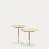 Watse Set Of 2 Side Tables In Oak Wood Veneer And Matte White Metal Ã 40 Cm/Ã 48 Cm | Kave Home -Quality Furniture Store T0500009RR05 1V01