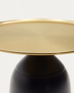 Liuva Round Side Table In Gold Metal And Matte Black Finish Ã 52 Cm | Kave Home -Quality Furniture Store T0500020RR01 1D02