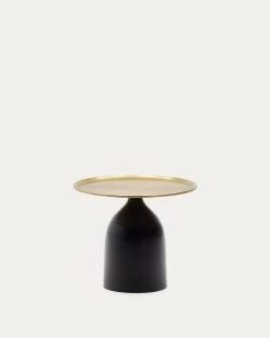 Liuva Round Side Table In Gold Metal And Matte Black Finish Ã 52 Cm | Kave Home