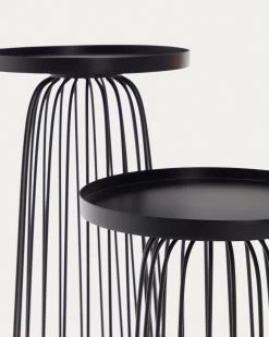 Dilva Set Of 2 Metal Side Tables With Painted Matte Black Finish Ã 36 Cm | Kave Home -Quality Furniture Store T0500021RR01 1D02