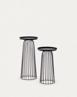 Dilva Set Of 2 Metal Side Tables With Painted Matte Black Finish Ã 36 Cm | Kave Home