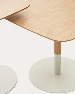 Watse Set Of 2 Side Tables In Oak Wood Veneer And Matte White Metal | Kave Home -Quality Furniture Store T0500039RR05 1D02